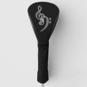 Muziek - Treble Bass Clef Golf Head Hoesje Golfheadcover