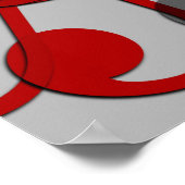Muziek Treble Clef Abstract in grijs rood en zwart Poster (Hoek)
