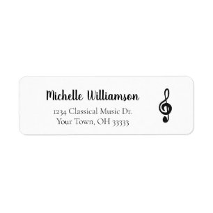 Muziek Treble Clef Black White Return-adres Etiket