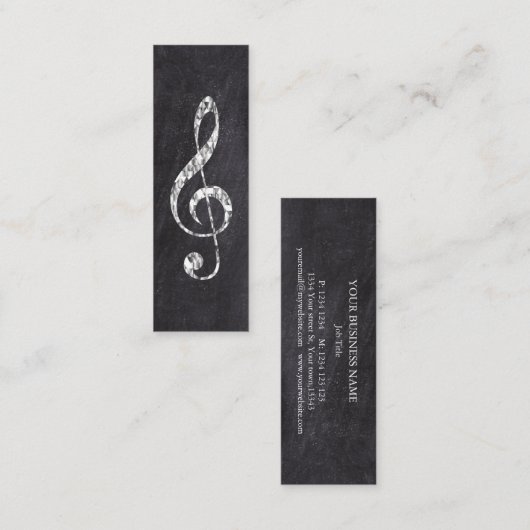 Muziek Treble Clef Chrome Persoonlijke Mini Mini Visitekaartje (Voorkant / Achterkant)