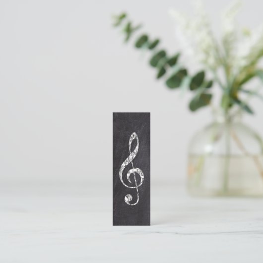 Muziek Treble Clef Chrome Persoonlijke Mini Mini Visitekaartje (Staand voorkant)