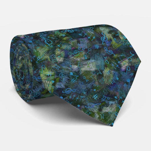 Muziek Treble Clef en Notes Abstract Pattern Stropdas (Opgerold)