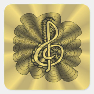 Muziek Treble Clef Gold Metallic Art Vierkante Sticker