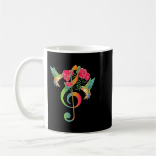 Muziek Treble Clef Rozen Hummingbird Muzieknoten M Koffiemok