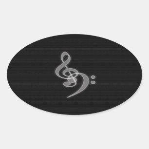 Muziek - Treble en Bass Clef Oval Stickers