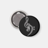Muziek - Treble en Bass Clef - Round Magnet Magneet (Voorkant / Achterkant)