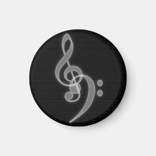 Muziek - Treble en Bass Clef - Round Magnet Magneet (Voorkant)