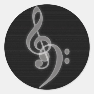 Muziek - Treble en Bass Clef - Round Sticker