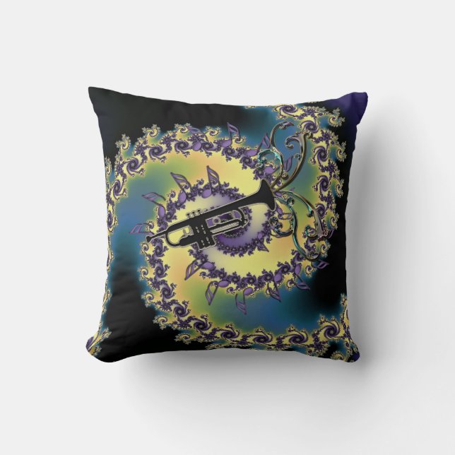 Muziek Trumpet en notities Fractal Swirl Pillow Kussen (Voorkant)