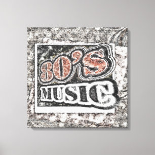 Muziek van de Vintage 80 - Gewikkeld Canvas Afdruk