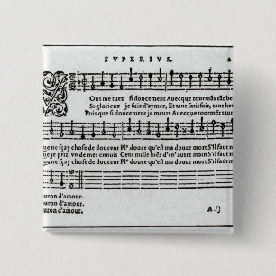 Muziek van Jean Antoine de Baif Vierkante Button 5,1 Cm