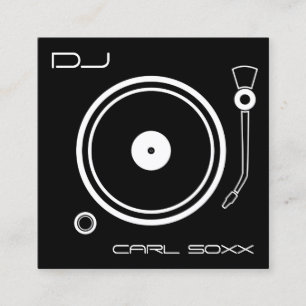 Muziek van vinylspeler, zwart vierkante visitekaartje