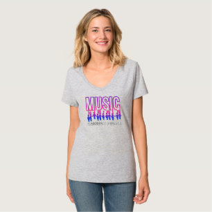 Muziek verbindt mensen   Vrouwen V-Neck T-shirt