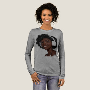 Muziek Vibe Koptelefoon Portret Lange Mouwen T-Shi Tri-Blend Shirt