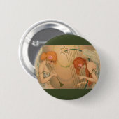 Muziek Victoriaans Angel Musicians Flute Harp Ronde Button 5,7 Cm (Voorkant /achterkant)
