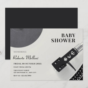 Muziek vinyl baby shower kaart