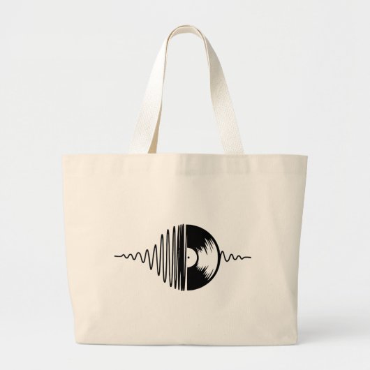 muziek Vinyl Grote Tote Bag (Voorkant)