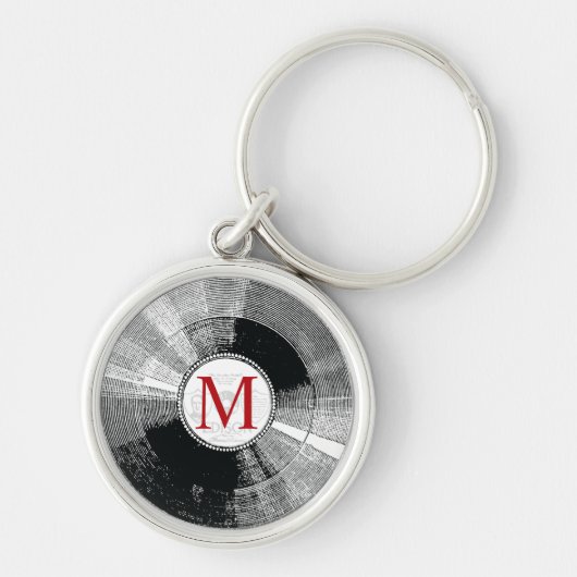 Muziek Vinyl Record monogram Sleutelhanger (Voorkant)