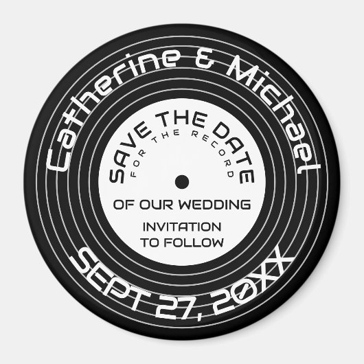 Muziek-vinylrecord retro opslaan Datum Magneet (Voorkant)