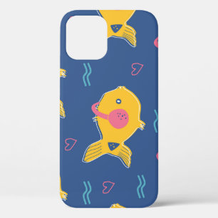 Muziek Vissen: Cartoon Patroon. iPhone 12 Hoesje