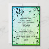 Muziek vlinder bladeren groen hout bruiloft kaart (Voorkant)