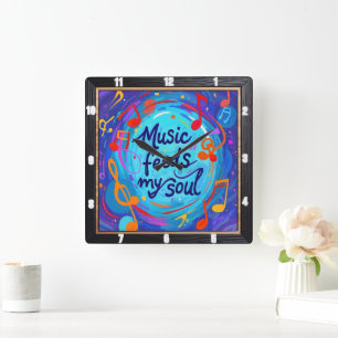 Muziek voedt mijn sol vierkante klok