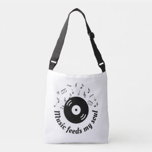 Muziek voedt mijn sol Vinyl Album Crossbody Tas