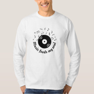 Muziek voedt mijn Soul Vinyl Album Long Hoeve T-shirt