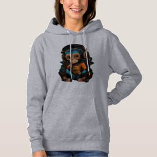 Muziek voor apensets in het luisteren, muziek onde hoodie