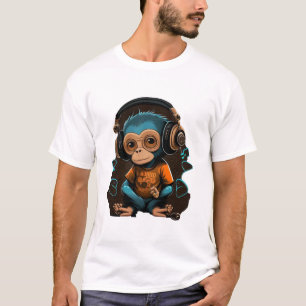 Muziek voor apensets in het luisteren, muziek onde t-shirt