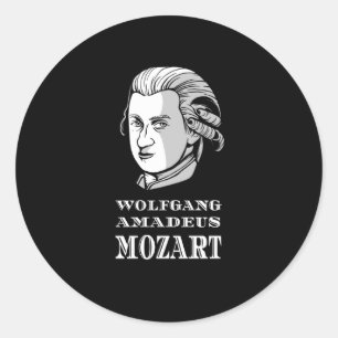 Muziek - Wolfgang Amadeus Mozart Portret Ronde Sticker