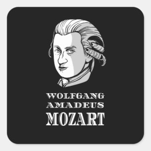 Muziek - Wolfgang Amadeus Mozart Portret Vierkante Sticker