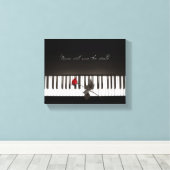 Muziek zal de wereld redden - Roos pianodoek Canvas Afdruk (Insitu (Houten vloer))