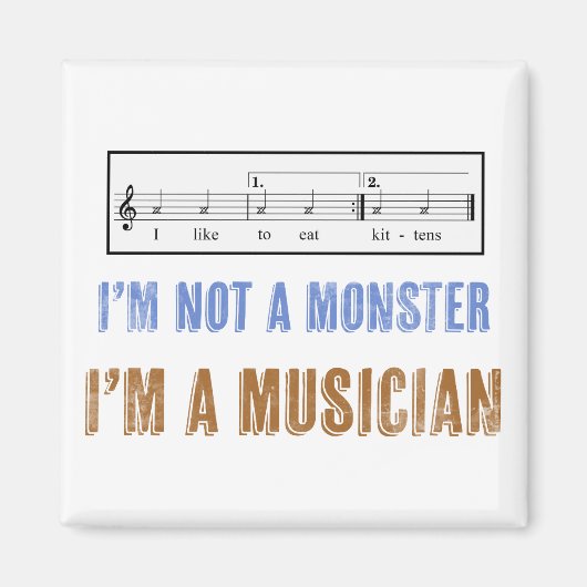 Muziekalfabetisme is iets dat ik graag eet Kittens Magneet (Voorkant)