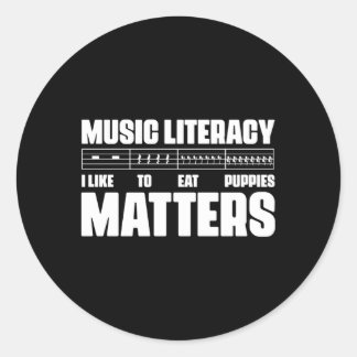 Muziekalfabetisme is iets dat ik graag Puppies muz Ronde Sticker