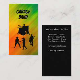 Muziekband te huur visitekaartjes