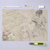 Muziekblad Script Letter Lady Floral Tissuepapier (Craft)