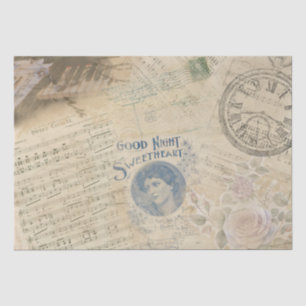  Muziekbladen Rozen Pocket Watch Decoupage Tissuepapier