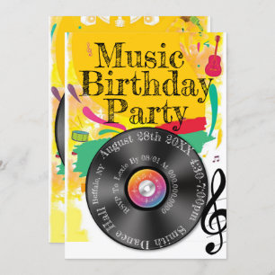 Muziekdanorful Record Birthday Party Kaart