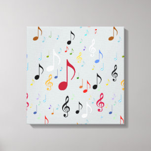 Muziekdecor/kleurrijke muzieknoten canvas afdruk
