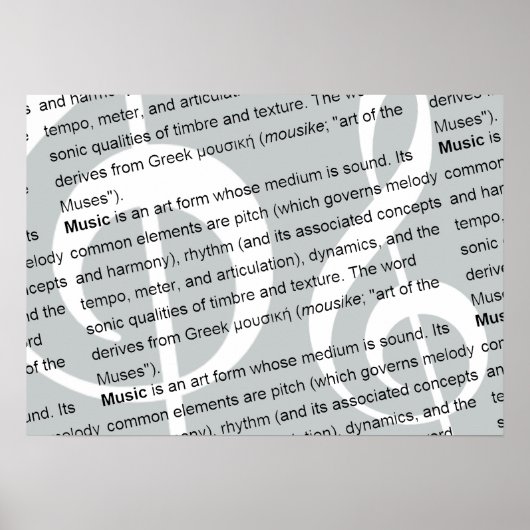 muziekdefinitie met g-clef poster (Voorkant)