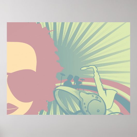 muziekdiva funky pastels 2 poster (Voorkant)