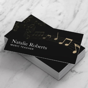 Muziekdocent Elegante muzieknoot Plain Black Visitekaartje