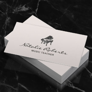Muziekdocent Elegante Piano Logo Minimal Musical Visitekaartje