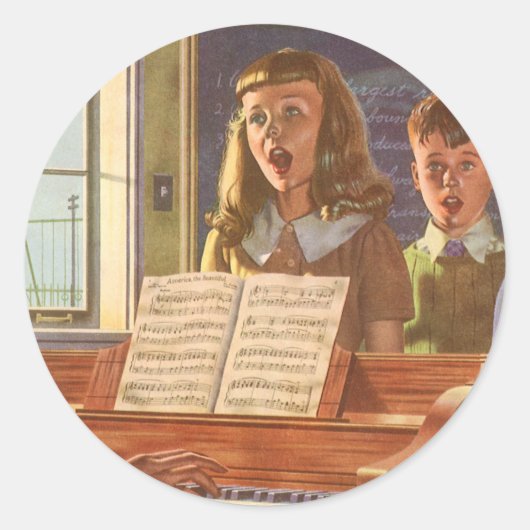  muziekdocent Onderwijsstudenten naar Sing Ronde Sticker (Voorkant)