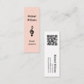 Muziekdocent QR code Treble Clef Roos Gold Mini Visitekaartje (Voorkant / Achterkant)