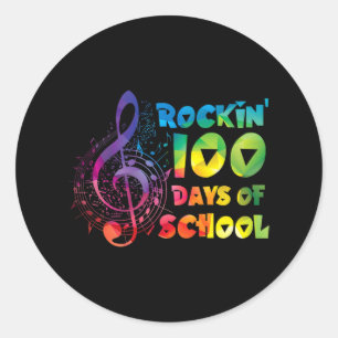 Muziekdocent -rockin 100 Days of School Music Key Ronde Sticker
