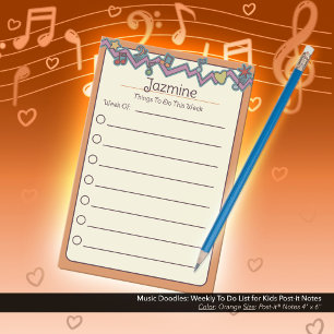 Muziekdoodles: Wekelijkse takenlijst voor kinderen Post-it® Notes