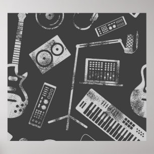 Muziekelementen:  naadloze achtergrond. poster