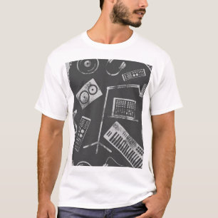 Muziekelementen: naadloze achtergrond. t-shirt
